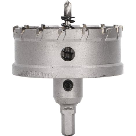Scie cloche carbure 80mm, kit coupeur de trous avec dents acier, trépan pour métal et bois, perceuse carottage 3,1 pouces (1/5)