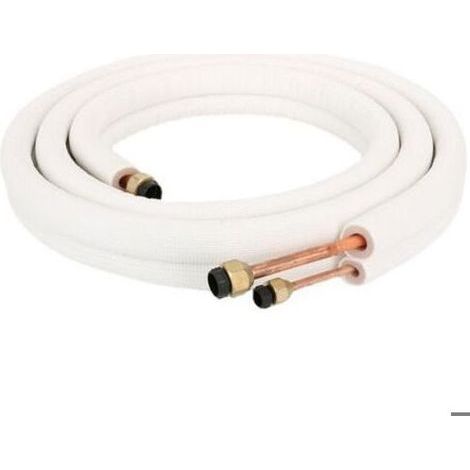 BelleRise - Tuyau clim cuivre-alu 5m – 3/8"+5/8" écrous inclus – isolation PE blanc – pour clim 3CV