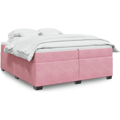 Boxspringbett mit Matratze Rosa 200x200 cm Samt vidaXL (1/5)