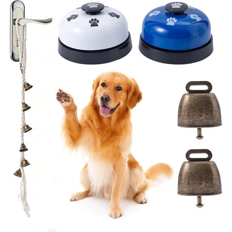 Pack of 5 Pet Training Bells, Bell for Dog Training, Length Adjustable Dog Door Bells with 2 Extra Small Bell and 2 Push Bell for Potty Training and Touch Training (1/5)