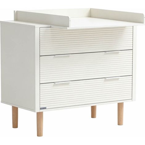 Home Deluxe Commode à langer COCO - Blanc Avec matelas à langer amovible, MDF robuste, pieds en pin, beaucoup d'espace de rangement, meubles de chambre d'enfant, taille 100 × 100 × 73 cm (1/5)