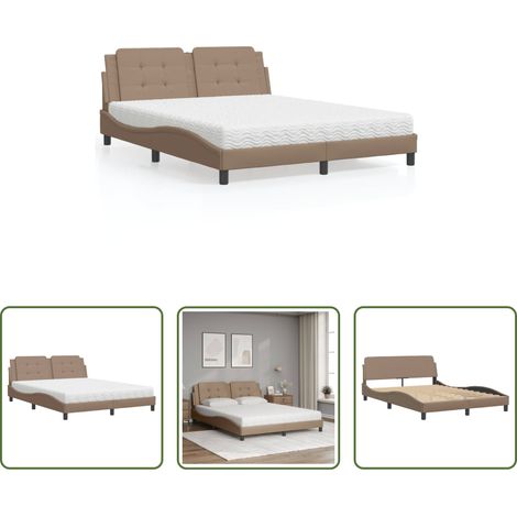 Matelas en mousse -  Lit avec matelas Zadar cappuccino 160x200 cm similicuir (1/5)