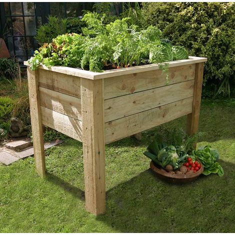 Zest Wooden Deep Root Planter Raised Vegetable Flower Bed Garden 1m (1/5)