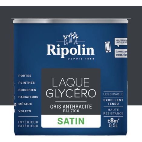 Laque Glycéro Ripolin Satin Gris Anthracite 0,5 L (1/2)