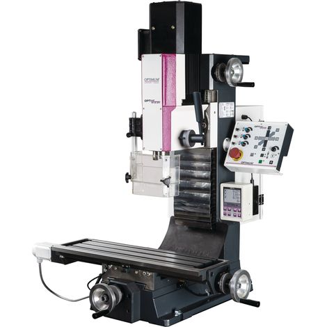 Perceuse-fraiseuse X 390 mm Y 210 mm Z 270 mm BT30 1,5 kW 230 V moteurs pas-à-pas affichage digital Optimill MH25SPV