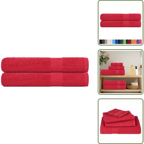vidaXL Saunatücher 2 Stk. Rot 80x200 cm 360 g/m² 100% Baumwolle (1/5)