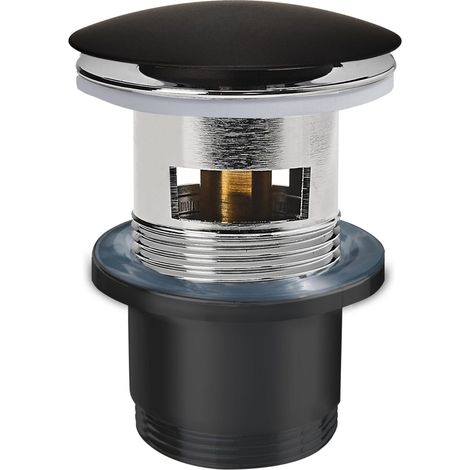 Wirquin 30722855 - Piletta per lavabo in ottone con troppopieno 80 mm e Quick-Clac, nero (1/3)