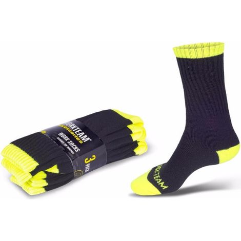 Pack de tres pares de calcetines de protección WORKTEAM WFA021 L Negro+Amarillo A.V.
