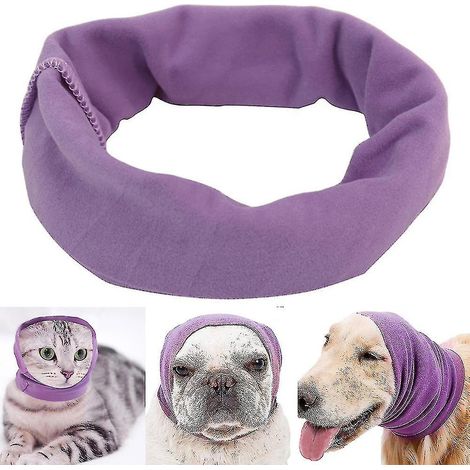Hmwy-pet Anti-Angst-Mütze für Hunde und Katzen, Ohrenschützer, Halstuch – Lila (1/4)