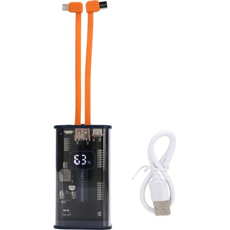 Ortviai Power Bank 20000 mAh avec Charge Rapide PD 22,5 W, Écran LED et Coque Transparente (1/5)