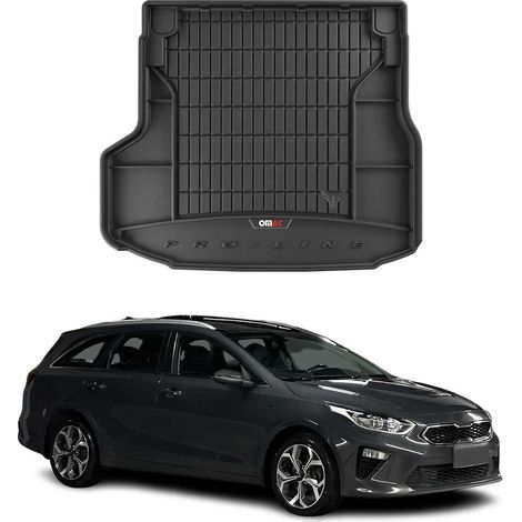 Tapis de Coffre 3D TPE Premium Compatible avec Kia Ceed III Kombi 2018 à 2023, Bac de Protection de Coffre Intérieur antidérapant Revêtement de Coffre Bords Hauts pour Voiture Noir