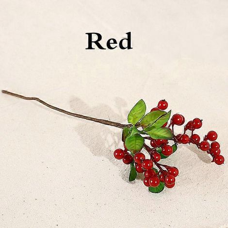 Composition de fleurs artificielles pour plantes d'intérieur, branches décoratives de myrtilles artificiellesrouge (1/5)