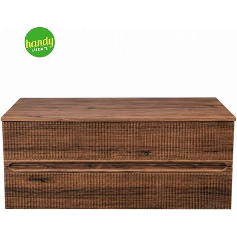 Composizione bagno sospesa Handy Vittoria 120 cm Noce con base 2 cassetti e piano 18 mm (1/2)
