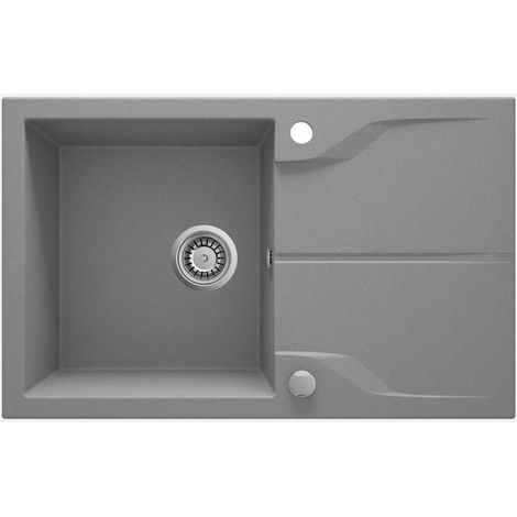 Lavello cucina in granito con 1 vasca e gocciolatoio 78x49 cm grigio metallizzato - Nexyo