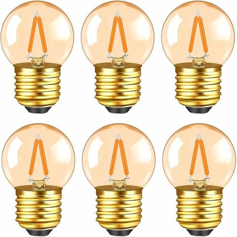 Ampoule LED Edison E27 Vintage 1W, Équivalent 10W, 100LM Blanc Chaud 2200K, Verre Ambré, 220V Mini Globe G40 E27 Ampoule LED à filament Veilleuse Décorative, Non Dimmable (1/4)