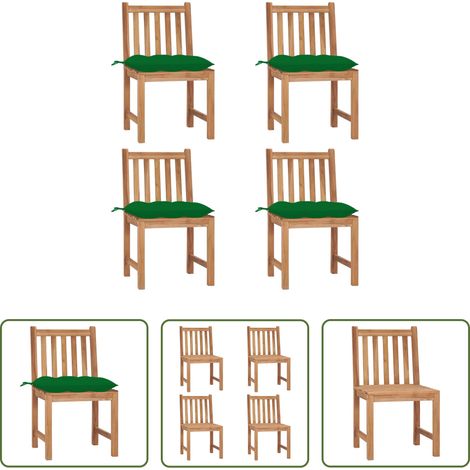 Gartenmöbel Holz -  Gartenstühle 4 Stk. mit Kissen Massivholz Teak (1/5)