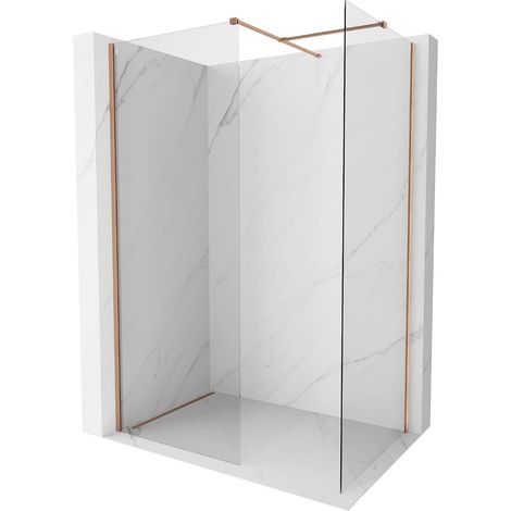 Mexen Kioto-X parete doccia Walk-in 80 x 80 cm, trasparente 10 mm, rame spazzolato - 800-080-202-65-00-080-X (1/5)