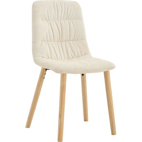 CAIziChaise de salle à manger plissée avec pieds en bois massif (lot de 2). Revêtement en tissu blanc, hauteur totale 88 cm – chaise de salle à manger moderne de style nordique. Convient pour salle à 