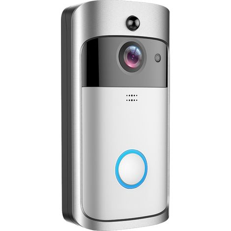 Timbre con video inalámbrico, sensor de movimiento, HD 1080p, iOS/Android, plateado (1/5)