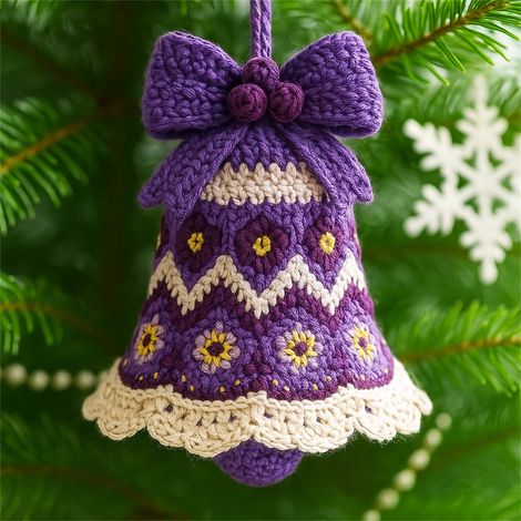 Kit De Décoration De Noël Au Crochet - Clochette De Noël En Laine - Pour Débutants - Avec Instructions Et Fils - 1 Pièce (1/2)