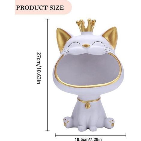 Farbe: Wie abgebildet. Material: Kunstharz. Schlüsselablage „Fortune Crown Big Mouth Cat“, neu.