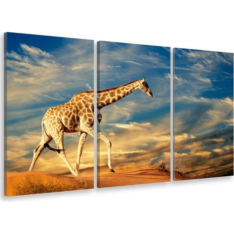 Tableau triptyque Tableau photo girafe dans le sable - 90x60 cm (1/5)