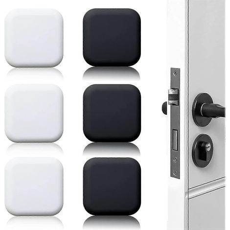KINZON 6 piezas de tope de puerta adhesivo de pared negro/blanco de 45 mm x 45 mm (1/4)