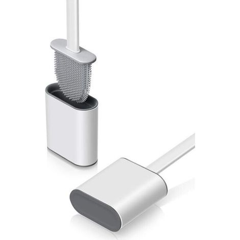 Brosse de Toilette en Silicone Antibactérienne avec Support Mural Suspendu – Balayette Hygiénique pour Salle de Bains
