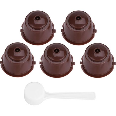 Reusable refillable coffee capsules made of PP 304 stainless steel, 5 pieces, food-grade filter (brown) (1/5)