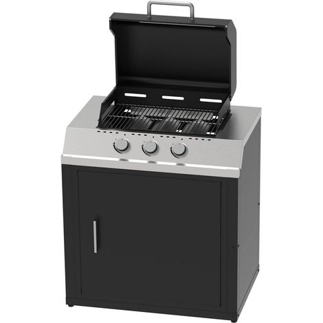 Modulo barbecue a gas per cucine componibili gas gpl con 3 bruciatori 89 x 60,7 x h 95cm