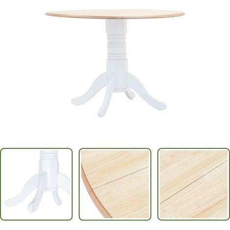 Holz Esstisch - Esstisch Weiß und Braun 106 cm Massivholz Gummibaum (1/5)