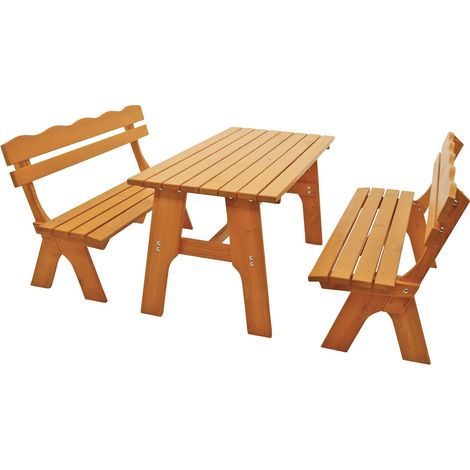 Garnitur FREITAL 3-teilig 150cm (2x Bank 150cm, 1x Tisch 72x150cm), Kiefer massiv (1/5)