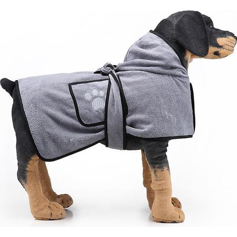 peignoir Pour Chien En Fibres Ultra Fines (gris M) - Serviette Absorbante Pour Chien Qui Peut Tre Sche Aprs Le Bain, La Natation Ou La Marche Sous (1/5)