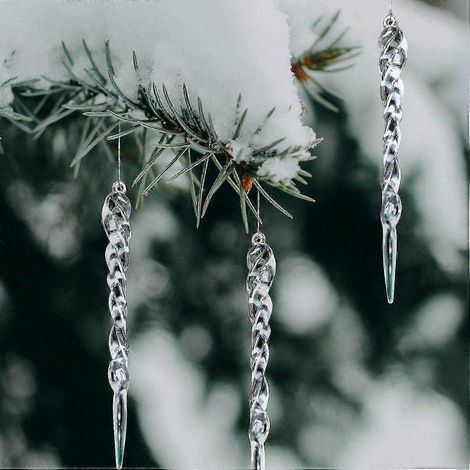 Glaçons de Noël, 24 pendentifs et pics décoratifs, décoration pour sapin de Noël, glaçons suspendus en acrylique (1/5)