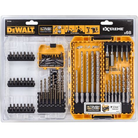 Dewalt – Jeu de 68 embouts et forets à métaux HSS-G et à pierre – Acier trempé – Boîtier TOUGHCASE – Compatible rangement modulaire (1/3)
