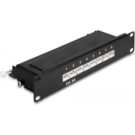 Delock Panel de Conexiones de 10 de 8 puertos Cat.6A 1U negro