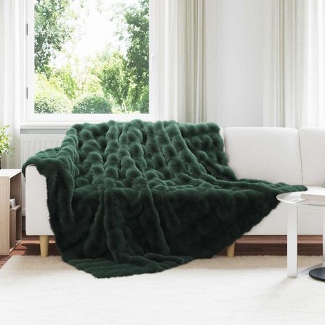 Rutschfeste Decke aus Kunstkaninchenfell Olite 4 pcs Dunkelgrün
