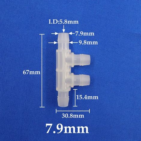 (5 raccords latéraux 7,9 mm, 4 voies - 5 pièces) 5 raccords répartiteurs en polypropylène de qualité alimentaire pour tuyau d'eau et d'air d'aquarium (1/5)
