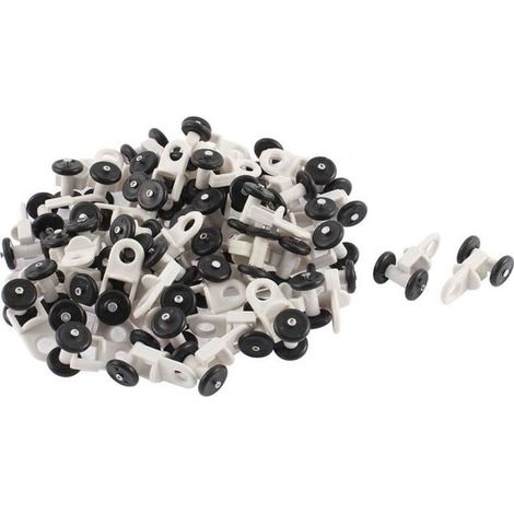 SOURCING MAP 50Pcs Glisseur Rail Rideaux Roulette Roue Rideaux Coulissant Poulie pour Fenêtre Voilage plastique 14mm dia noir blanc