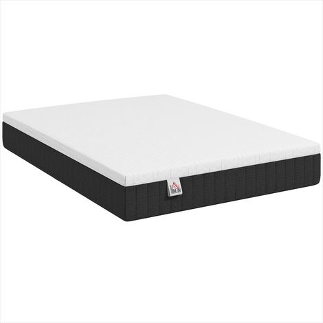 Matelas hybride 140x190 cm mémoire de forme 7 zones ressorts ensachés tissu gris et blanc (1/5)