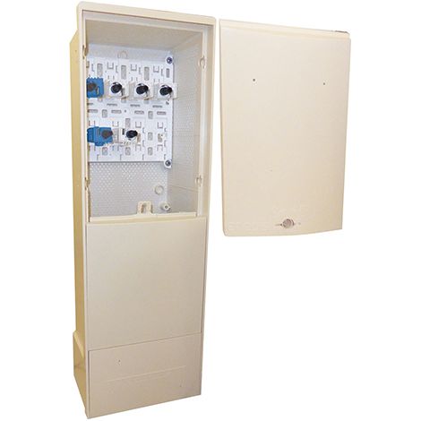 Michaud – Borne de branchement individuel CIBE MONO 60A A4D2 – En polyester armé de fibres de verre – Panneau d'accès cadenassable – 4 pieds