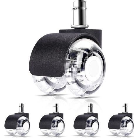 5 Roulette pour Chaise de Bureau 11 x 22 mm - Convient pour tous les sols - Roulements Silencieux à 360°. Résistantes à l'Abrasion sur sols durs et Tapis - Roues Pivotantes Universelles (1/5)