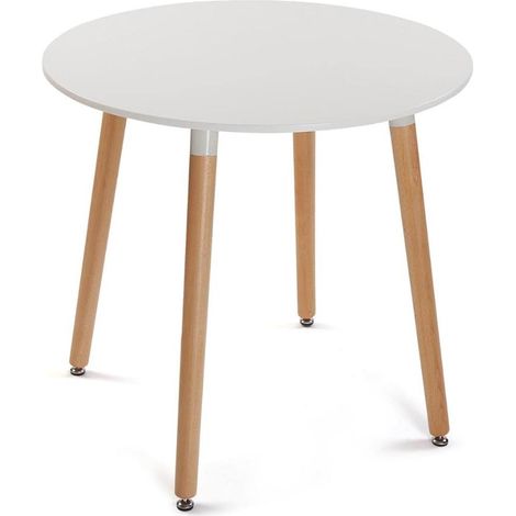 ORION91oficial® - Mesa Redonda (Ø80 x 75cm) Blanca 4 Patas Redonda Madera de Haya, Estilo Nórdico, Bar,Restaurante,Hostelería,Comedor,Salón,Cocina,Teletrabajo,Oficina - spaziOrion91 - Pack x2 (1/5)