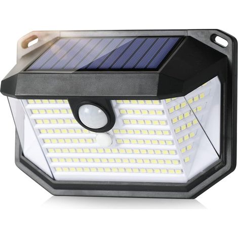 Lampes solaires d'extérieur avec détecteur de mouvement, étanches IP65, projecteur LED, applique murale de sécurité, applique solaire pour balcon, jardin ou garage, noir.