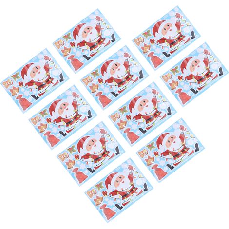 10 Stück selbstklebende Weihnachtsmann-Aufkleber für Schaufensterdekorationen, ideal für Zuhause und Feste (1/5)