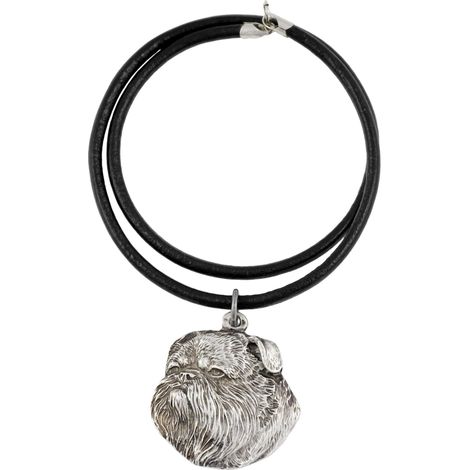 Brüsseler Griffon, Griffon Bruxellois I – Hundehalskette, versilberter Anhänger für Hundeliebhaber, einzigartiges Schmuckstück von Art-Dog (1/5)
