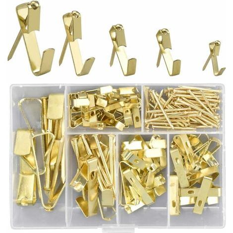 Picture and frame mounting kit, set of 3 sturdy hooks with nails, ideal for hanging canvases, office photos, clocks, mirrors and much more on wood or drywall. 1 (1/5)