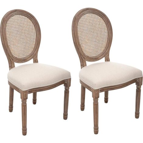 Lot de 2 Chaises en Lin "Cleon" 95cm Blanc (1/4)