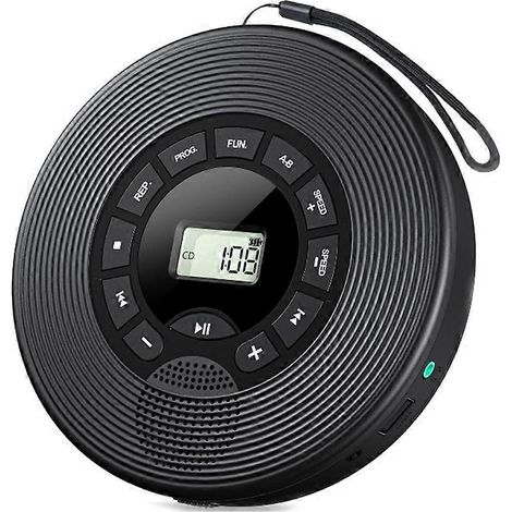 Lecteur CD Bluetooth 1500 mAh avec transmetteur FM, casque, entrée auxiliaire, port USB, fonction anti-saut, Discman portable pour voiture (1/5)