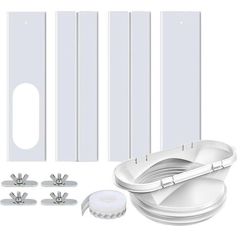 Kit de calfeutrage pour climatiseur mobile – 4 plaques extensibles de 43 à 140 cm – Tuyaux de 13 et 15 cm – Installation rapide et étanchéité optimale (1/5)